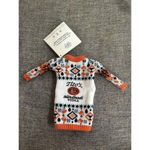 Titos Handmade Vodka 2021 Holiday Sweater Double Sided Bottle Topper W/Gift Tag